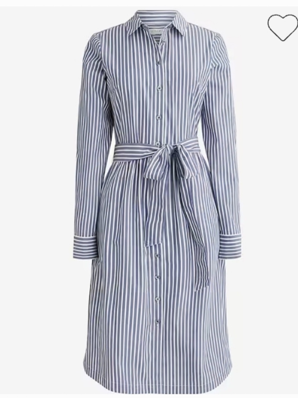 J. Crew Blue and White Striped Shirt Dress with Tie Waist